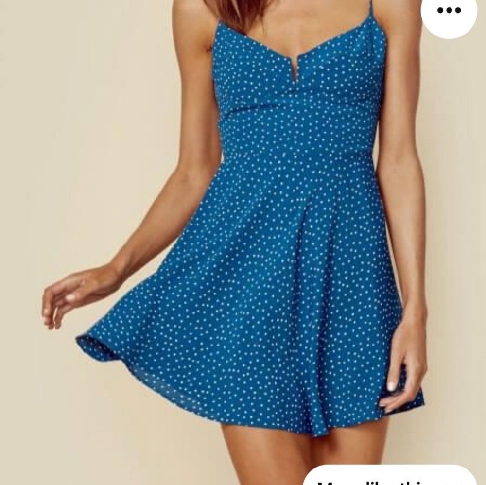 blue life sexpot dress polka dot corset XS